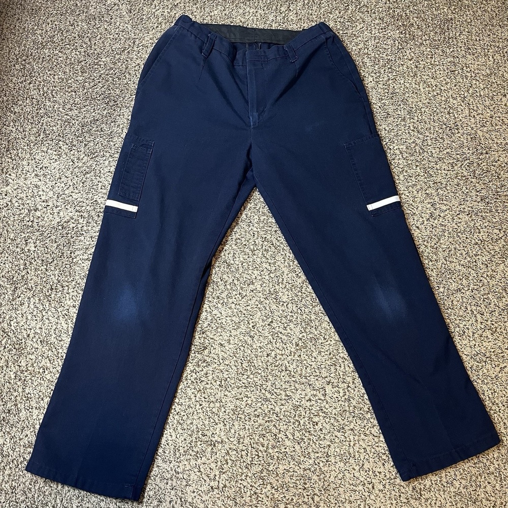 FedEx Stan Herman Navy Reflective Cargo Work Pants Size 10P-35U Flaws Read